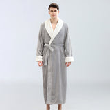 Men's Winter Plus Size Long Bathrobe Coral Fleece Full Length Pajamas