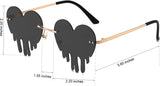 Dripping Heart Sunglasses for Women Fashion Metal Rimless Festival Glasses for Party