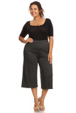 Plus Size Women's Gaucho Pants Knit Capri Culottes Lose Fit 1XL, 2XL, 3XL - Presidential Brand (R)