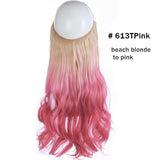 12‘’ 14" 16" 18" Wave Halo Hair Extensions Invisible Ombre Bayalage Synthetic Natural Flip Hidden Secret Wire Crown Grey Pink - Presidential Brand (R)