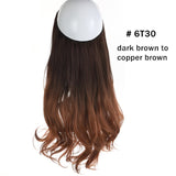 12‘’ 14" 16" 18" Wave Halo Hair Extensions Invisible Ombre Bayalage Synthetic Natural Flip Hidden Secret Wire Crown Grey Pink - Presidential Brand (R)