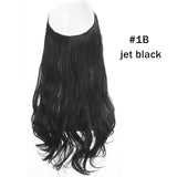 12‘’ 14" 16" 18" Wave Halo Hair Extensions Invisible Ombre Bayalage Synthetic Natural Flip Hidden Secret Wire Crown Grey Pink - Presidential Brand (R)