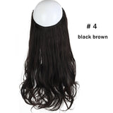 12‘’ 14" 16" 18" Wave Halo Hair Extensions Invisible Ombre Bayalage Synthetic Natural Flip Hidden Secret Wire Crown Grey Pink - Presidential Brand (R)