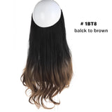 12‘’ 14" 16" 18" Wave Halo Hair Extensions Invisible Ombre Bayalage Synthetic Natural Flip Hidden Secret Wire Crown Grey Pink - Presidential Brand (R)