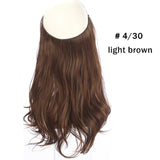 12‘’ 14" 16" 18" Wave Halo Hair Extensions Invisible Ombre Bayalage Synthetic Natural Flip Hidden Secret Wire Crown Grey Pink - Presidential Brand (R)