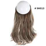 12‘’ 14" 16" 18" Wave Halo Hair Extensions Invisible Ombre Bayalage Synthetic Natural Flip Hidden Secret Wire Crown Grey Pink - Presidential Brand (R)