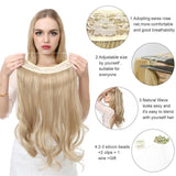 12‘’ 14" 16" 18" Wave Halo Hair Extensions Invisible Ombre Bayalage Synthetic Natural Flip Hidden Secret Wire Crown Grey Pink - Presidential Brand (R)