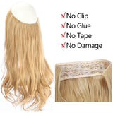 12‘’ 14" 16" 18" Wave Halo Hair Extensions Invisible Ombre Bayalage Synthetic Natural Flip Hidden Secret Wire Crown Grey Pink - Presidential Brand (R)
