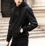 Mens Street Style Hoodie with Faux Leather Details - Presidential Brand (R)