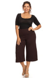 Plus Size Women's Gaucho Pants Knit Capri Culottes Lose Fit 1XL, 2XL, 3XL - Presidential Brand (R)