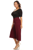 Plus Size Women's Gaucho Pants Knit Capri Culottes Lose Fit 1XL, 2XL, 3XL - Presidential Brand (R)