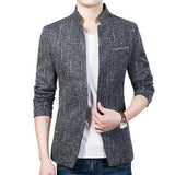Mens Mandarin Collar Blazer in Darky Gray - Presidential Brand (R)