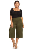 Plus Size Women's Gaucho Pants Knit Capri Culottes Lose Fit 1XL, 2XL, 3XL - Presidential Brand (R)