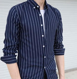 Mens Navy Vertical Striped Shirt - Presidential Brand (R)