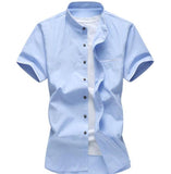 Mens Light Blue Stand Collar Shirt with Pocket Details - Presidential Brand (R)