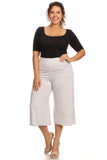Plus Size Women's Gaucho Pants Knit Capri Culottes Lose Fit 1XL, 2XL, 3XL - Presidential Brand (R)