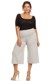 Plus Size Women's Gaucho Pants Knit Capri Culottes Lose Fit 1XL, 2XL, 3XL - Presidential Brand (R)