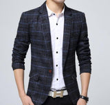 Mens Navy Plaid Blazer - Presidential Brand (R)