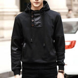 Mens Street Style Hoodie with Faux Leather Details - Presidential Brand (R)