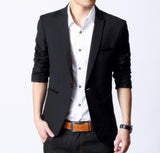 Mens Slim Fit Classic Black Blazer with Faux Leather Details Pocket - Presidential Brand (R)