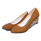 Pumps Women Slip On Casual Leopard Wedge Heels Platform Leisure Shoes - Presidential Brand (R)