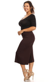 Plus Size Women's Gaucho Pants Knit Capri Culottes Lose Fit 1XL, 2XL, 3XL - Presidential Brand (R)