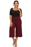 Plus Size Women's Gaucho Pants Knit Capri Culottes Lose Fit 1XL, 2XL, 3XL - Presidential Brand (R)