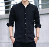 Mens Mandarin Collar Button Front Shirt - Presidential Brand (R)