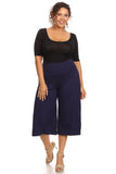Plus Size Women's Gaucho Pants Knit Capri Culottes Lose Fit 1XL, 2XL, 3XL - Presidential Brand (R)