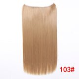 Allaosify 24" Invisible Wire No Clips In Hair Extensions Secret Fish Line Hairpieces Synthetic Straight Wavy Hair Extensions - Presidential Brand (R)