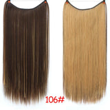 Allaosify 24" Invisible Wire No Clips In Hair Extensions Secret Fish Line Hairpieces Synthetic Straight Wavy Hair Extensions - Presidential Brand (R)