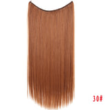 Allaosify 24" Invisible Wire No Clips In Hair Extensions Secret Fish Line Hairpieces Synthetic Straight Wavy Hair Extensions - Presidential Brand (R)