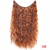 Allaosify 24" Invisible Wire No Clips In Hair Extensions Secret Fish Line Hairpieces Synthetic Straight Wavy Hair Extensions - Presidential Brand (R)