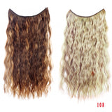 Allaosify 24" Invisible Wire No Clips In Hair Extensions Secret Fish Line Hairpieces Synthetic Straight Wavy Hair Extensions - Presidential Brand (R)