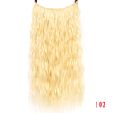 Allaosify 24" Invisible Wire No Clips In Hair Extensions Secret Fish Line Hairpieces Synthetic Straight Wavy Hair Extensions - Presidential Brand (R)