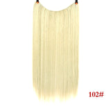 Allaosify 24" Invisible Wire No Clips In Hair Extensions Secret Fish Line Hairpieces Synthetic Straight Wavy Hair Extensions - Presidential Brand (R)