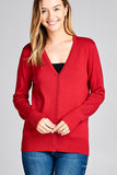 Ladies fashion long sleeve v-neck classic sweater cardigan - Presidential Brand (R)