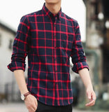 Mens Long Sleeve Checkered Cotton Shirt - Presidential Brand (R)