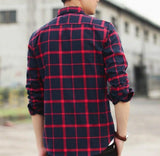 Mens Long Sleeve Checkered Cotton Shirt - Presidential Brand (R)