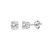 Sterling Silver White Topaz 4mm Round-Cut Solitaire Stud Earrings - Presidential Brand (R)
