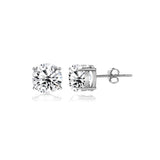 Sterling Silver White Topaz 4mm Round-Cut Solitaire Stud Earrings - Presidential Brand (R)