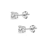 Sterling Silver White Topaz 4mm Round-Cut Solitaire Stud Earrings - Presidential Brand (R)