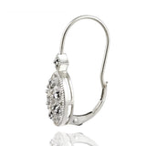 Sterling Silver Oval Filigree Diamond Accent Leverback Drop Earrings, JK-I3 - Presidential Brand (R)