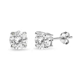 Sterling Silver White Topaz 7mm Round-Cut Solitaire Stud Earrings - Presidential Brand (R)