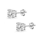 Sterling Silver White Topaz 7mm Round-Cut Solitaire Stud Earrings - Presidential Brand (R)