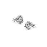 Sterling Silver Diamond Accent Round Illusion Stud Earrings, JK-I3 - Presidential Brand (R)
