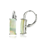 Sterling Silver Simulated Mother of Pearl Rectangle Leverback Drop Earrings - Presidential Brand (R)