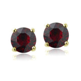 Swarovski Elements Garnet January Birthstone Stud Earrings in Gold Tone - Presidential Brand (R)