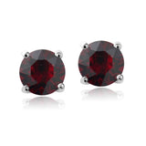 Swarovski Elements Garnet January Birthstone Stud Earrings in Gold Tone - Presidential Brand (R)