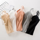 Women Padded Soft Casual Bra Tank Top Women Spaghetti Cami Top Vest Female Camisole With Built In Bra